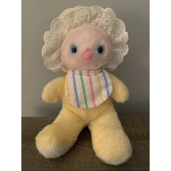 Bantam Plush Baby Doll Yellow Pink Face Blue Eyes 11" Vintage READ - Picture 1 of 9